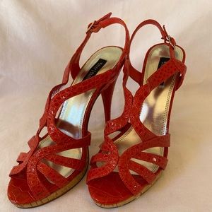 WHBM Mandarin Orange Strappy Heels